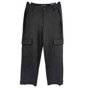 Liverpool Women's Stretch Black Cargo Cropped Pants Size 4/27 Tab/Button Hem NWT